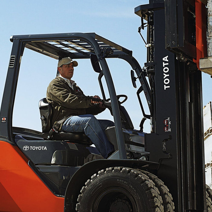 Internal combustion used forklift at a construction site