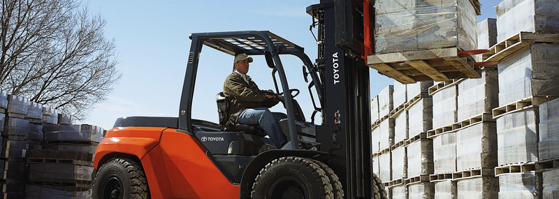 Internal combustion used forklift at a construction site